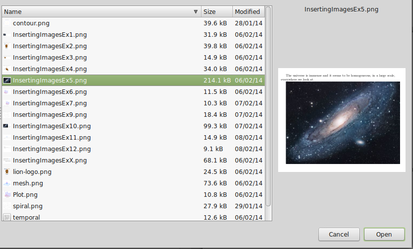 A file browser