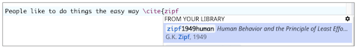 autocompletion of references using advanced reference search, showing how cite keys and author names are completed