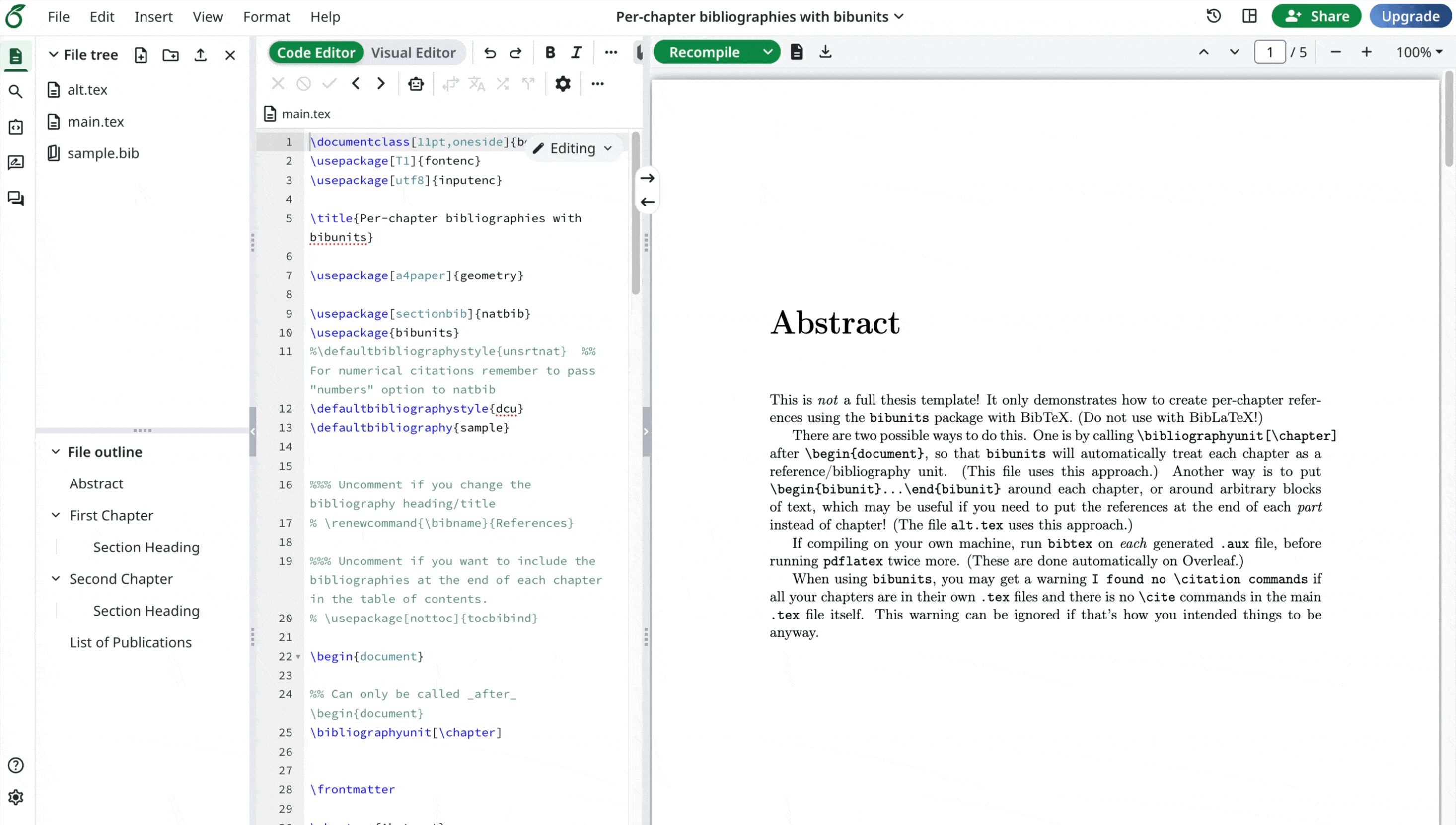 Using the arXiv submission option to obtain a .zip file that includes files generated by the compiler
