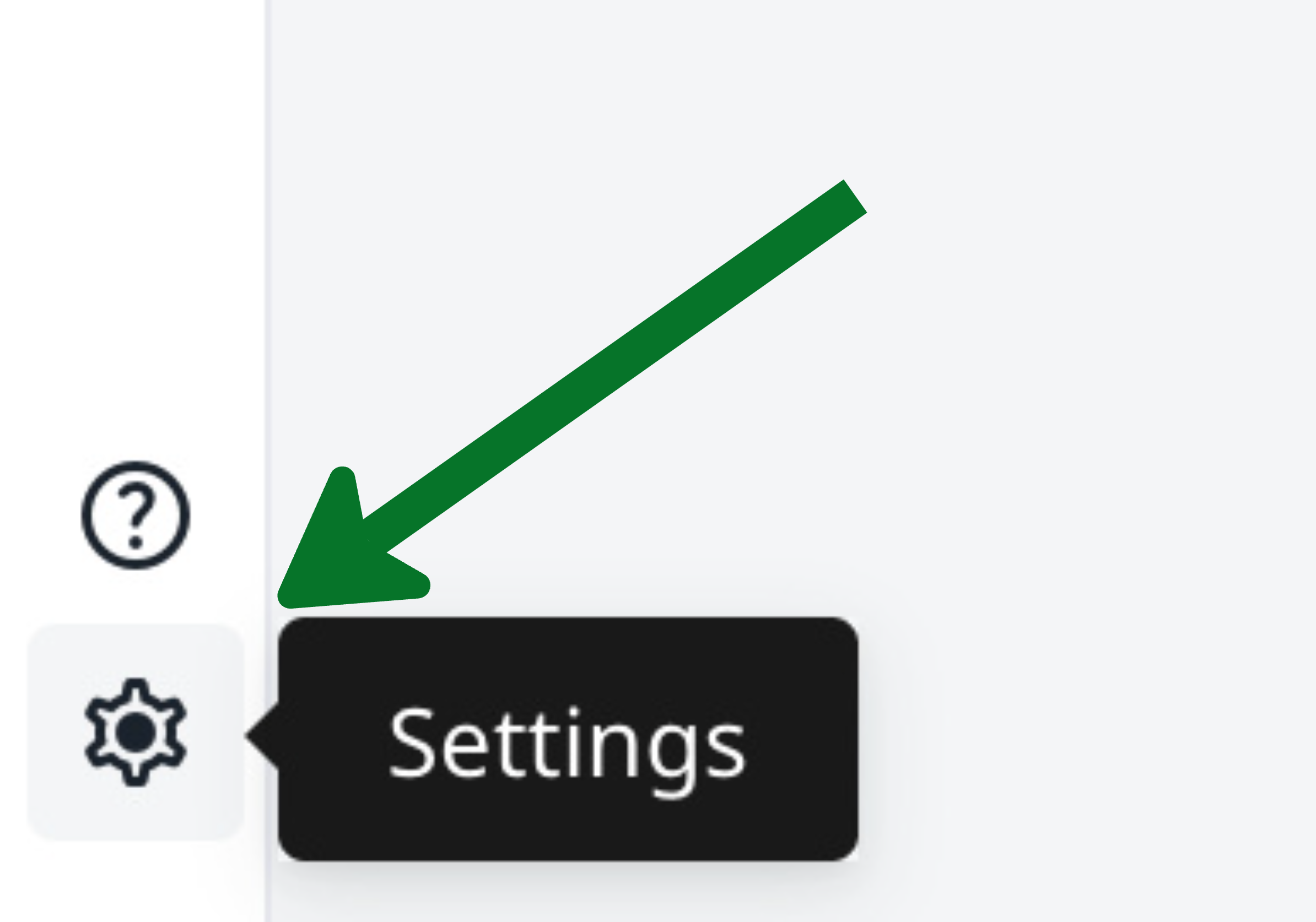 Image of the Settings icon in the bottom-left corner of the editor