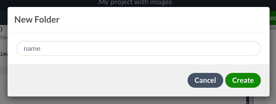 The New Folder modal.